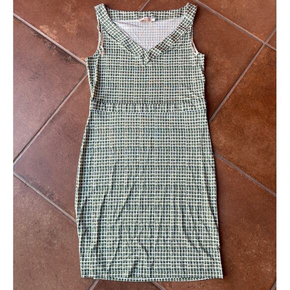 Tory Burch Green and Cream Geometric Print Silk Sheath Dress size L - Picture 12 of 12